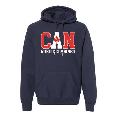 Canada Flag Skier Canadian CAN Nordic Combined Premium Hoodie