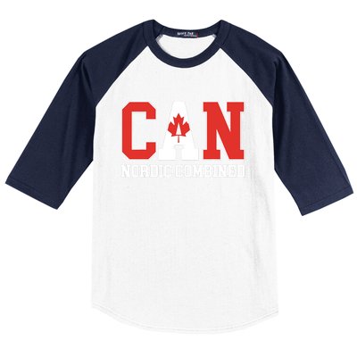 Canada Flag Skier Canadian CAN Nordic Combined Baseball Sleeve Shirt