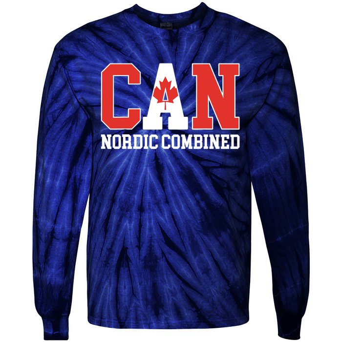 Canada Flag Skier Canadian CAN Nordic Combined Tie-Dye Long Sleeve Shirt