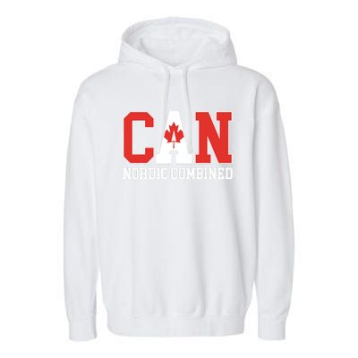 Canada Flag Skier Canadian CAN Nordic Combined Garment-Dyed Fleece Hoodie