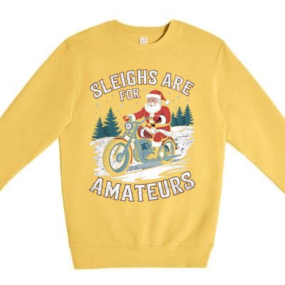 Christmas Funny Santa Claus Humor Xmas Holiday Xmas Motorcycle Premium Crewneck Sweatshirt