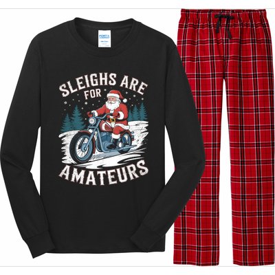 Christmas Funny Santa Claus Humor Xmas Holiday Xmas Motorcycle Long Sleeve Pajama Set