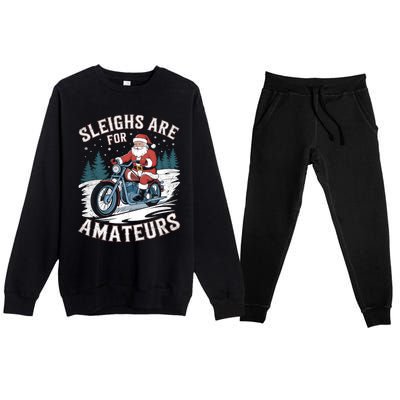 Christmas Funny Santa Claus Humor Xmas Holiday Xmas Motorcycle Premium Crewneck Sweatsuit Set