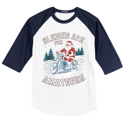 Christmas Funny Santa Claus Humor Xmas Holiday Xmas Motorcycle Baseball Sleeve Shirt