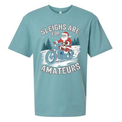 Christmas Funny Santa Claus Humor Xmas Holiday Xmas Motorcycle Sueded Cloud Jersey T-Shirt