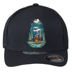 Camping Forest Smoke Flexfit Unipanel Trucker Cap