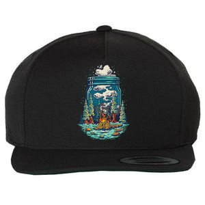 Camping Forest Smoke Wool Snapback Cap