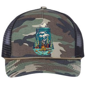 Camping Forest Smoke Retro Rope Trucker Hat Cap