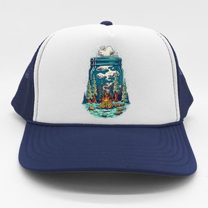 Camping Forest Smoke Trucker Hat