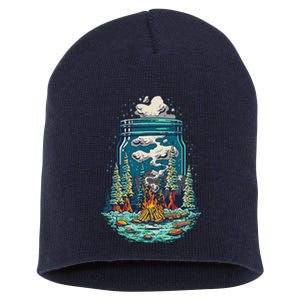 Camping Forest Smoke Short Acrylic Beanie