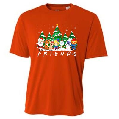 Christmas Friends Santa Rudolph Snowman Xmas Family Pajamas Cooling Performance Crew T-Shirt