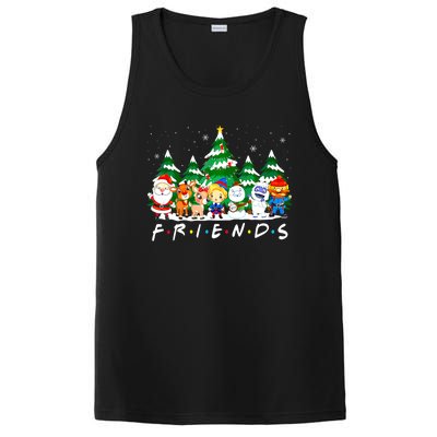 Christmas Friends Santa Rudolph Snowman Xmas Family Pajamas PosiCharge Competitor Tank