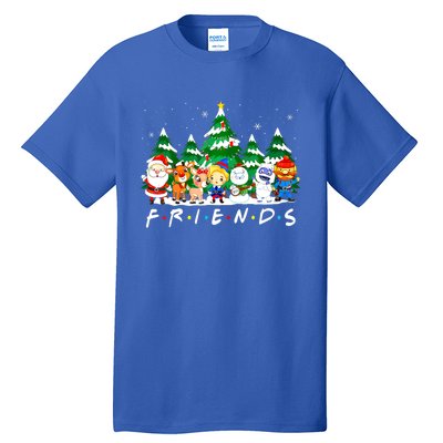 Christmas Friends Santa Rudolph Snowman Xmas Family Pajamas Tall T-Shirt