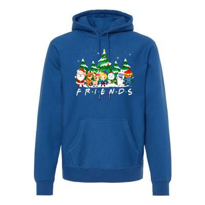 Christmas Friends Santa Rudolph Snowman Xmas Family Pajamas Premium Hoodie