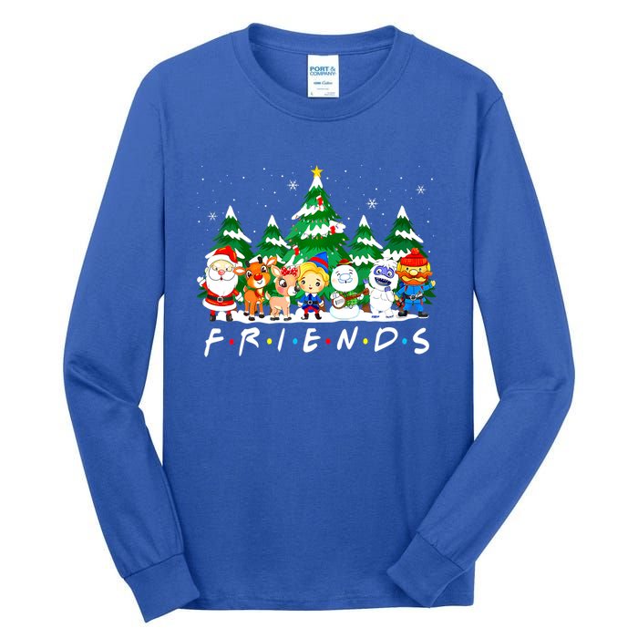 Christmas Friends Santa Rudolph Snowman Xmas Family Pajamas Tall Long Sleeve T-Shirt