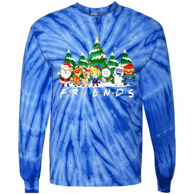 Christmas Friends Santa Rudolph Snowman Xmas Family Pajamas Tie-Dye Long Sleeve Shirt