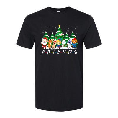 Christmas Friends Santa Rudolph Snowman Xmas Family Pajamas Softstyle CVC T-Shirt