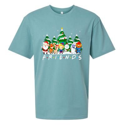 Christmas Friends Santa Rudolph Snowman Xmas Family Pajamas Sueded Cloud Jersey T-Shirt