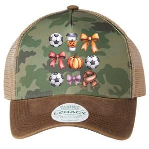 Coquette Fall Soccer Autumn Bow Pumpkin Thanksgiving Legacy Tie Dye Trucker Hat