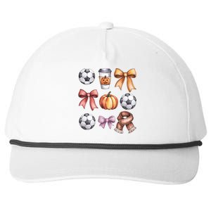 Coquette Fall Soccer Autumn Bow Pumpkin Thanksgiving Snapback Five-Panel Rope Hat