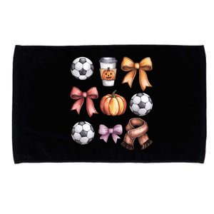 Coquette Fall Soccer Autumn Bow Pumpkin Thanksgiving Microfiber Hand Towel