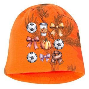 Coquette Fall Soccer Autumn Bow Pumpkin Thanksgiving Kati - Camo Knit Beanie