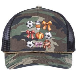 Coquette Fall Soccer Autumn Bow Pumpkin Thanksgiving Retro Rope Trucker Hat Cap