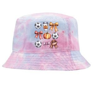 Coquette Fall Soccer Autumn Bow Pumpkin Thanksgiving Tie-Dyed Bucket Hat