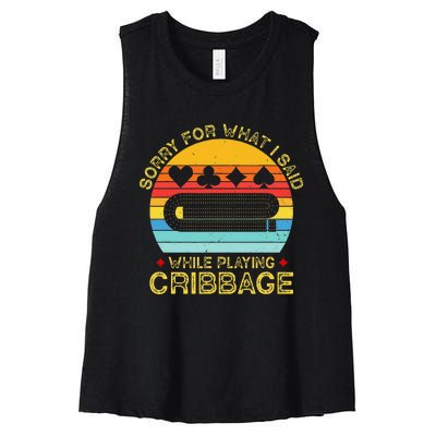 Cribbage Funny Sorry For What I Said While Playing Women's Racerback Cropped Tank