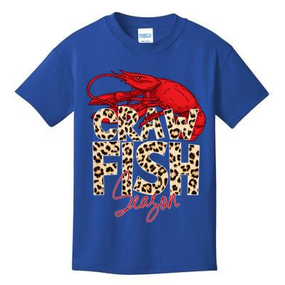 Craw Fish Season Leopard Funny Crawfish Boil Lobster Cajun Gift Kids T-Shirt