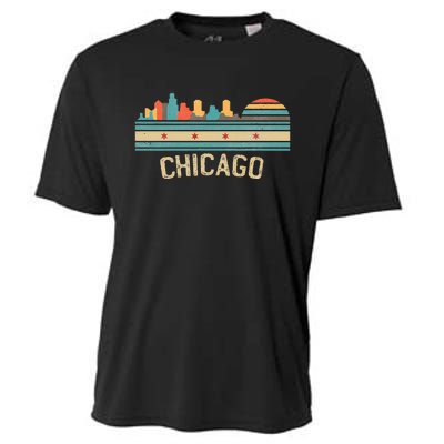 Chicago Flag Skyline Vintage Illinois City Retro Souvenir Cooling Performance Crew T-Shirt