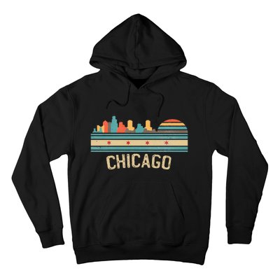 Chicago Flag Skyline Vintage Illinois City Retro Souvenir Hoodie