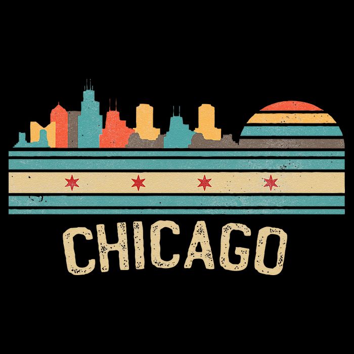 Chicago Flag Skyline Vintage Illinois City Retro Souvenir Sweatshirt