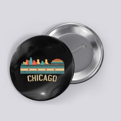 Chicago Flag Skyline Vintage Illinois City Retro Souvenir Button