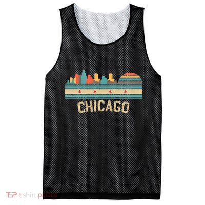Chicago Flag Skyline Vintage Illinois City Retro Souvenir Mesh Reversible Basketball Jersey Tank