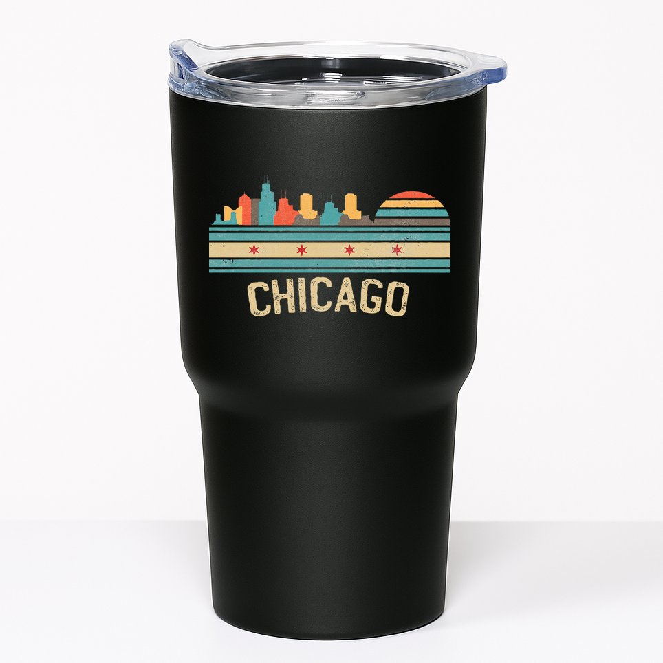 Chicago Flag Skyline Vintage Illinois City Retro Souvenir Tumbler