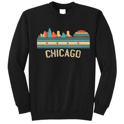 Chicago Flag Skyline Vintage Illinois City Retro Souvenir Tall Sweatshirt