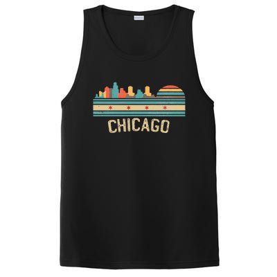 Chicago Flag Skyline Vintage Illinois City Retro Souvenir PosiCharge Competitor Tank