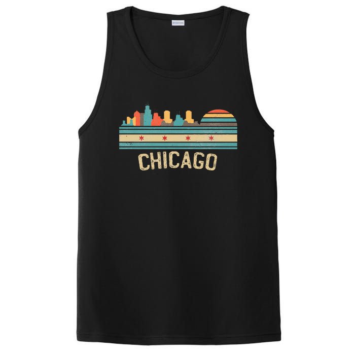 Chicago Flag Skyline Vintage Illinois City Retro Souvenir PosiCharge Competitor Tank