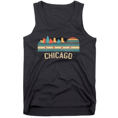 Chicago Flag Skyline Vintage Illinois City Retro Souvenir Tank Top