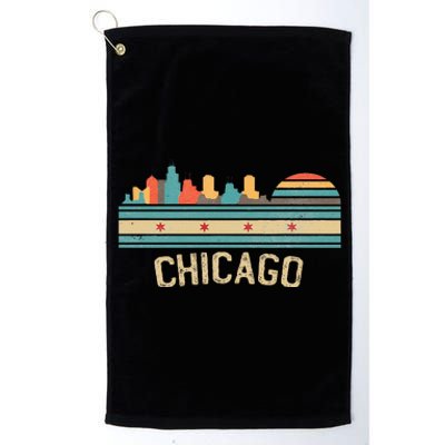 Chicago Flag Skyline Vintage Illinois City Retro Souvenir Platinum Collection Golf Towel