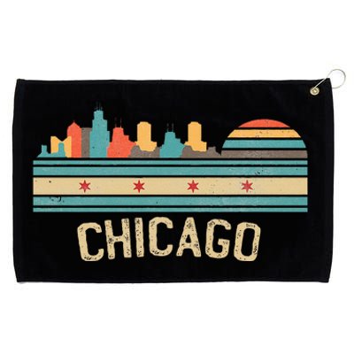 Chicago Flag Skyline Vintage Illinois City Retro Souvenir Grommeted Golf Towel