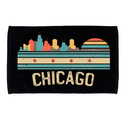 Chicago Flag Skyline Vintage Illinois City Retro Souvenir Microfiber Hand Towel