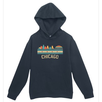 Chicago Flag Skyline Vintage Illinois City Retro Souvenir Urban Pullover Hoodie