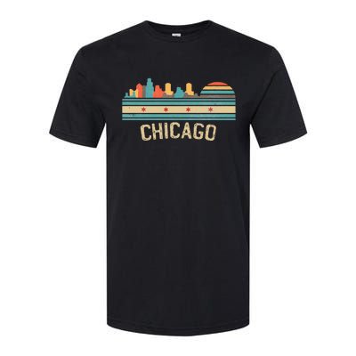 Chicago Flag Skyline Vintage Illinois City Retro Souvenir Softstyle® CVC T-Shirt