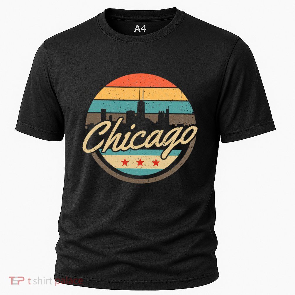Chicago Flag Skyline Vintage Illinois Usa Souvenir Performance Shirt