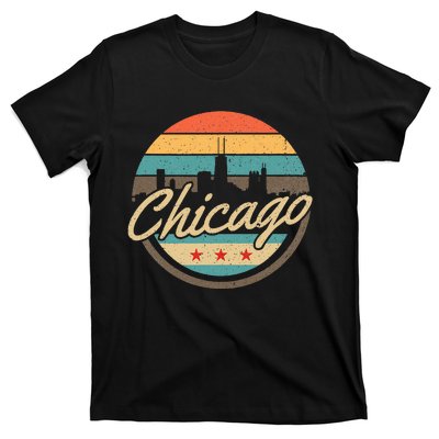 Chicago Flag Skyline Vintage Illinois Usa Souvenir T-Shirt