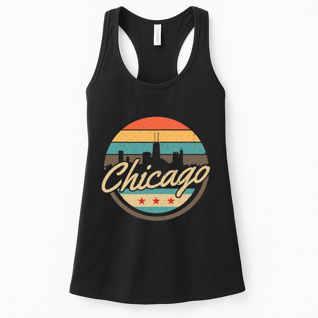 Chicago Flag Skyline Vintage Illinois Usa Souvenir Womens Tank Top
