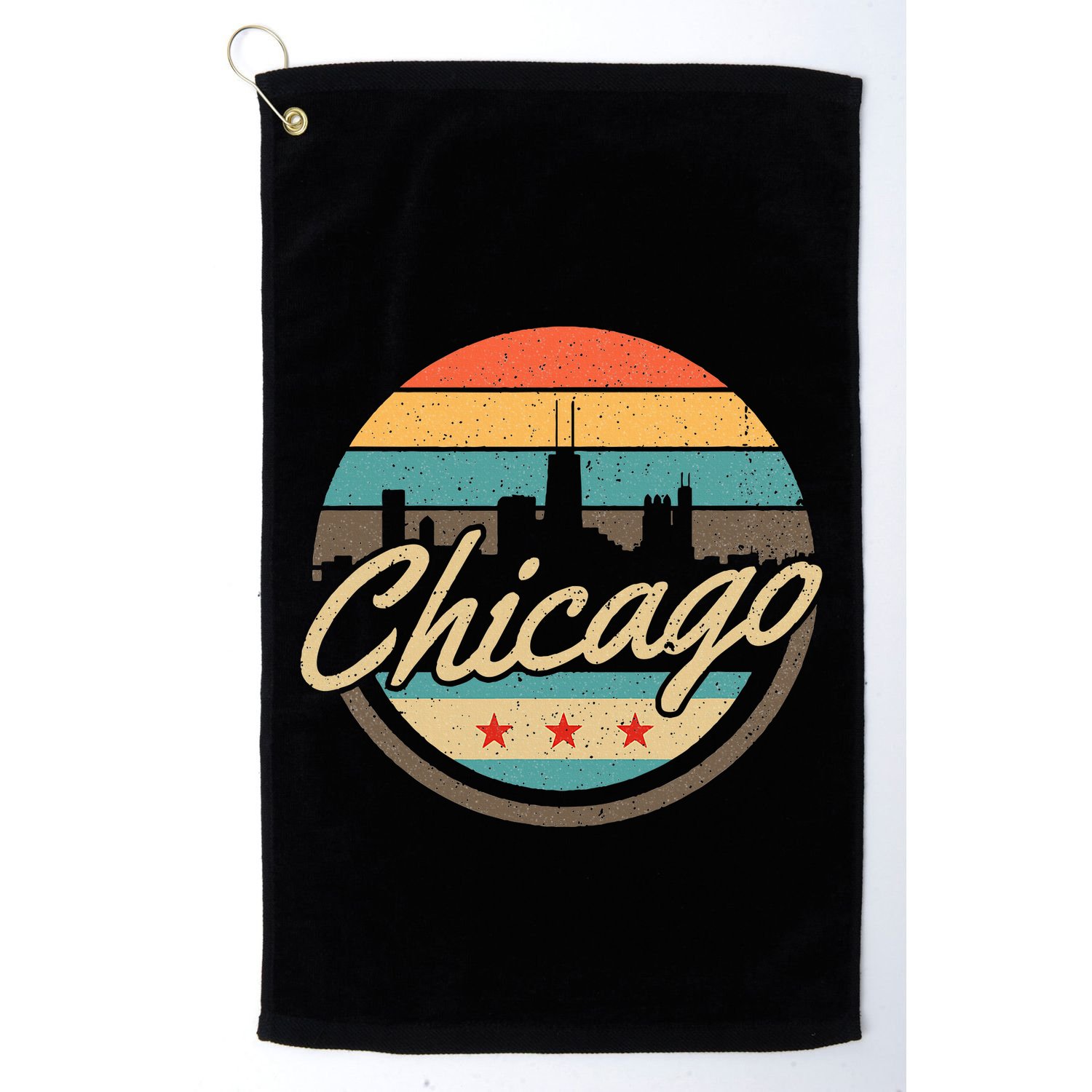 Chicago Flag Skyline Vintage Illinois Usa Souvenir Golf Towel