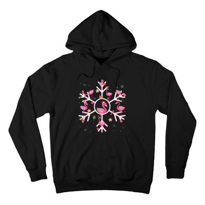 Christmas Flamingo Santa Hat Xmas Lights Flamingo Snowflakes  Hoodie